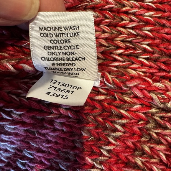 J. Jill Women's Midi Red/Pink/Tan Marled Open Cardigan Med Petite - Picture 12 of 13